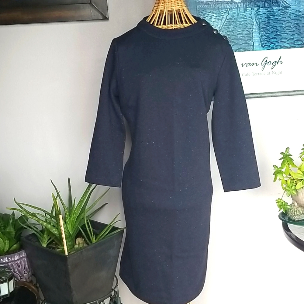 Talbots Blue Heathered Shift Dress - Picture 1 of 9